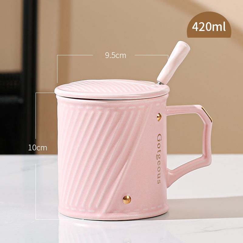 Mug Universal Drinking Water Cup with Lid Spoon Household Water Cup Office Ceramic Cup Breakfast Cup Milk Cup