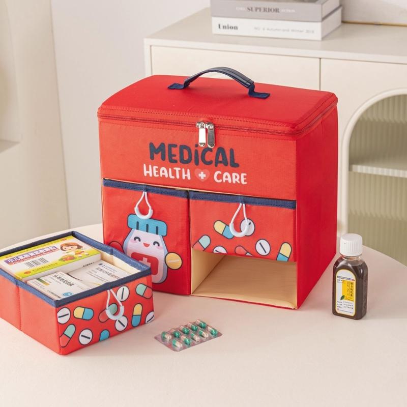 Portable Hand Carry Medicine Storage Box Foldable Multiple Drawer Compartment for Organized Home Use