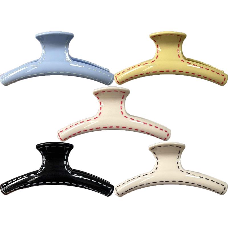 13cm Korean Hand-drawn Line Hair Clip Women's Summer New Fashion Simple Shark Clip Hair Accessories