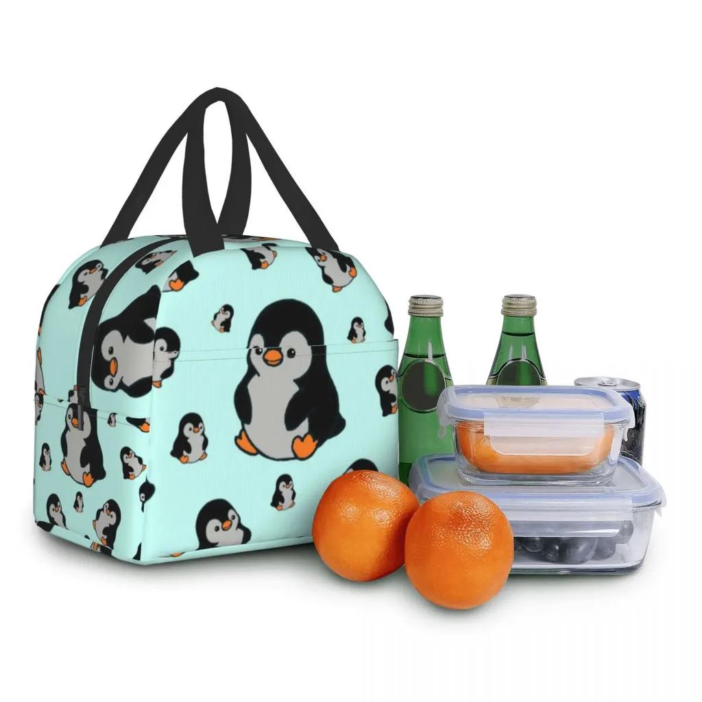 Custom Cute Penguins Lunch Bag Men Women Cooler Thermal Insulated Lunch Boxes for Adult Office