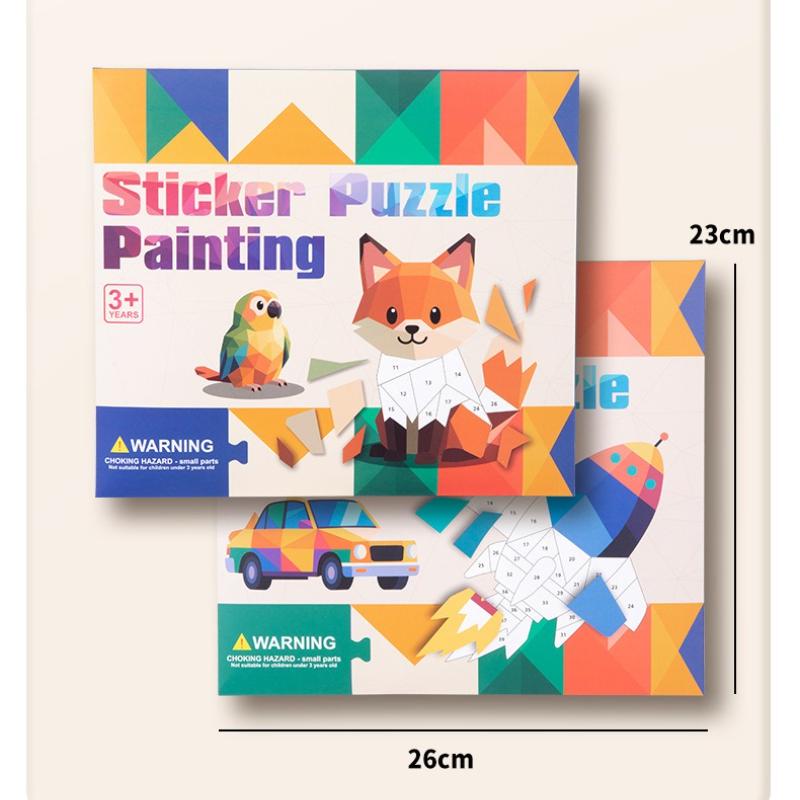 3D Sticker Puzzle Painting Kit Kids Animal Traffic Themes with 8 Patterns for Easy Peel-Stick Boost Fine Motor Skills Creativity