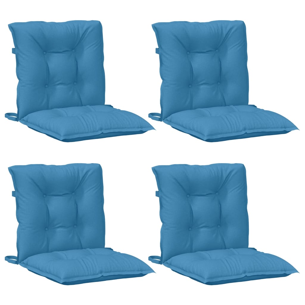 Low Backrest Cushions 4 Pcs. Melange Blue 100x50x7 Cm Fabric