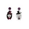 Design Witch Asymmetric Earrings, Creative Cartoon Acrylic Earrings, Black And White Splicing Earrings.
