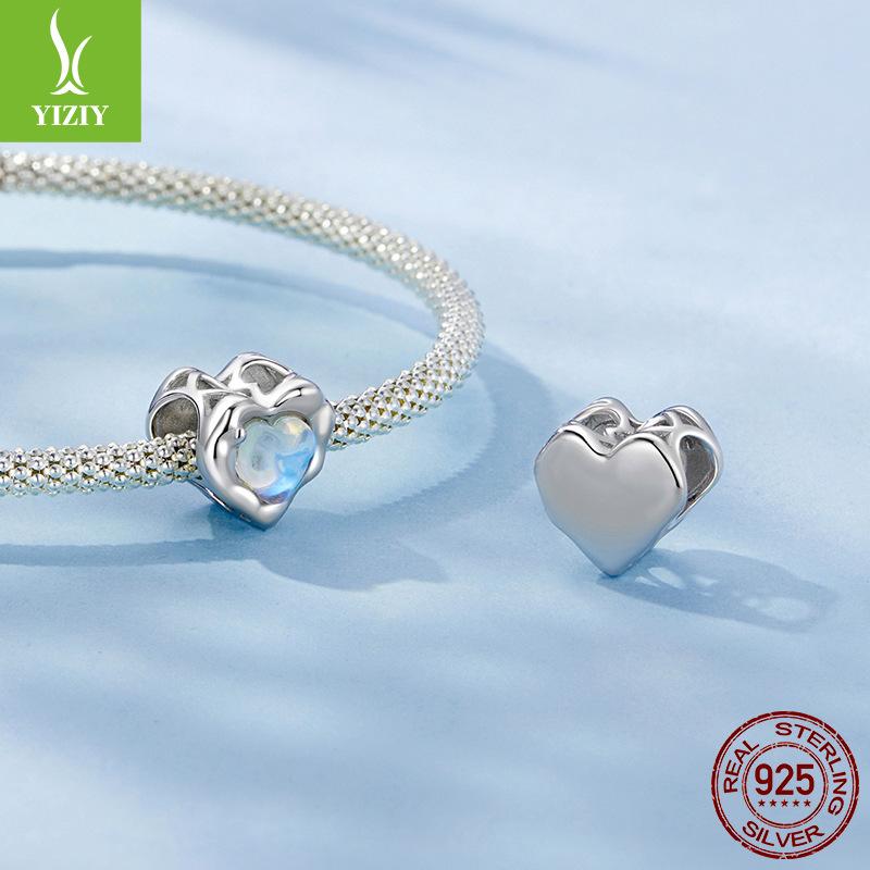 925 Sterling Silver Heart-Shaped Beads Love Dream Beaded Diy Bracelet Beaded Accessories, Direct Sales