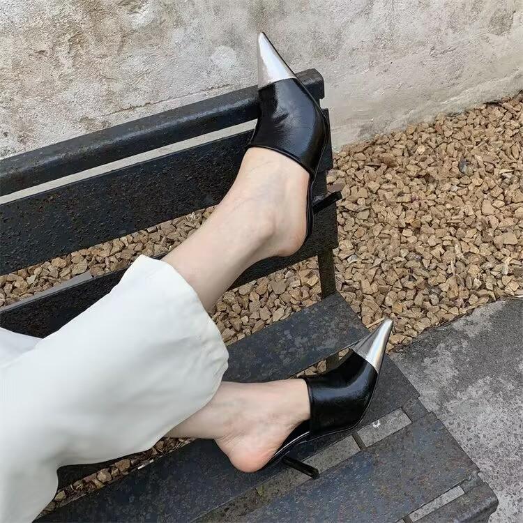 Sexy Genuine Leather Pointed-Toe Super High Heel Woman Slippers MIx Colors Stiletto Ladies Wedding Pumps Ladies Sapato Feminino