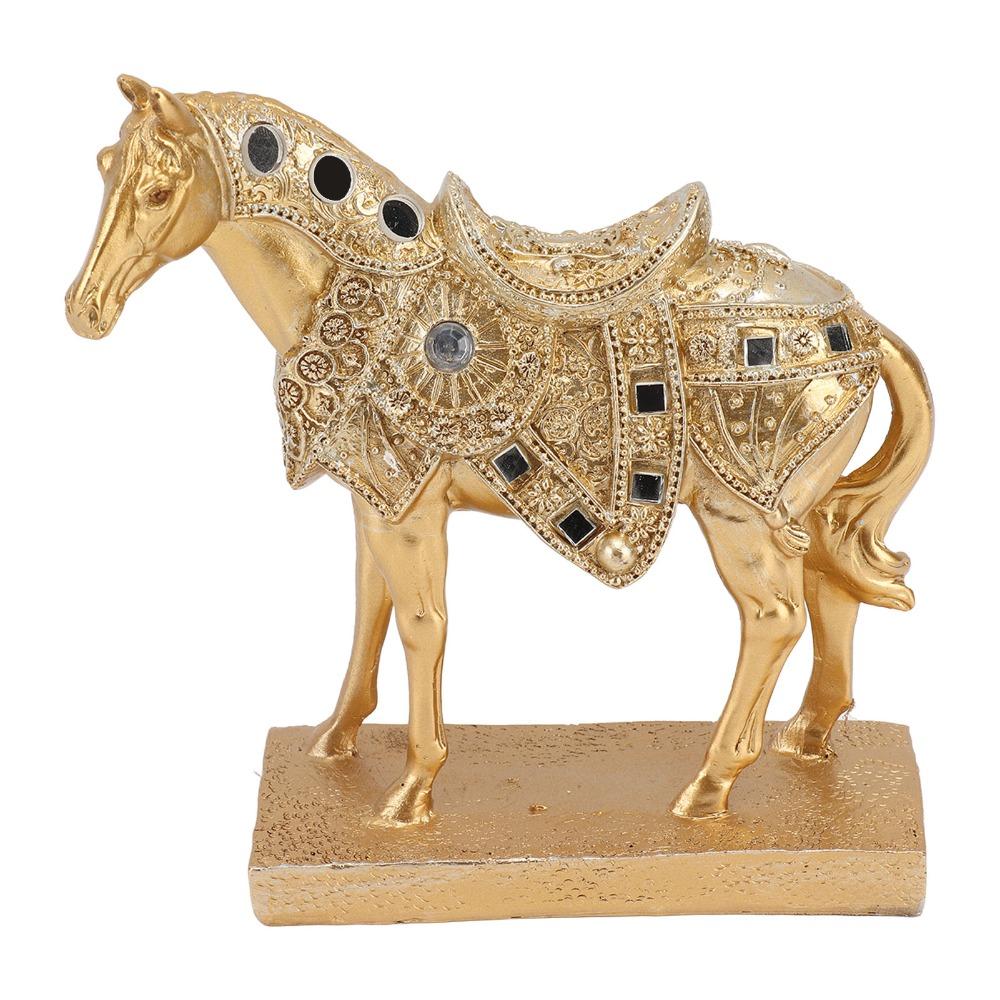 Horse Resin Horse Desktop Ornament Gold Animal Themed Collection Craft Office Desktop Layout Piece