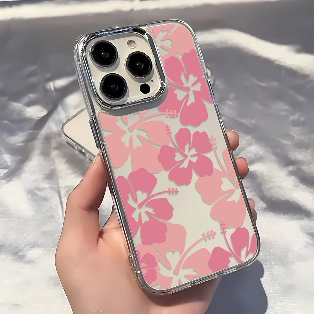 Pink Big Flower Phone Case For IPhone 17 Air 16 15 Pro 14 Plus 13 12 11 X Xr Xs Max 8 7 SE Soft Cover Case Funda 16 15 14 Plus