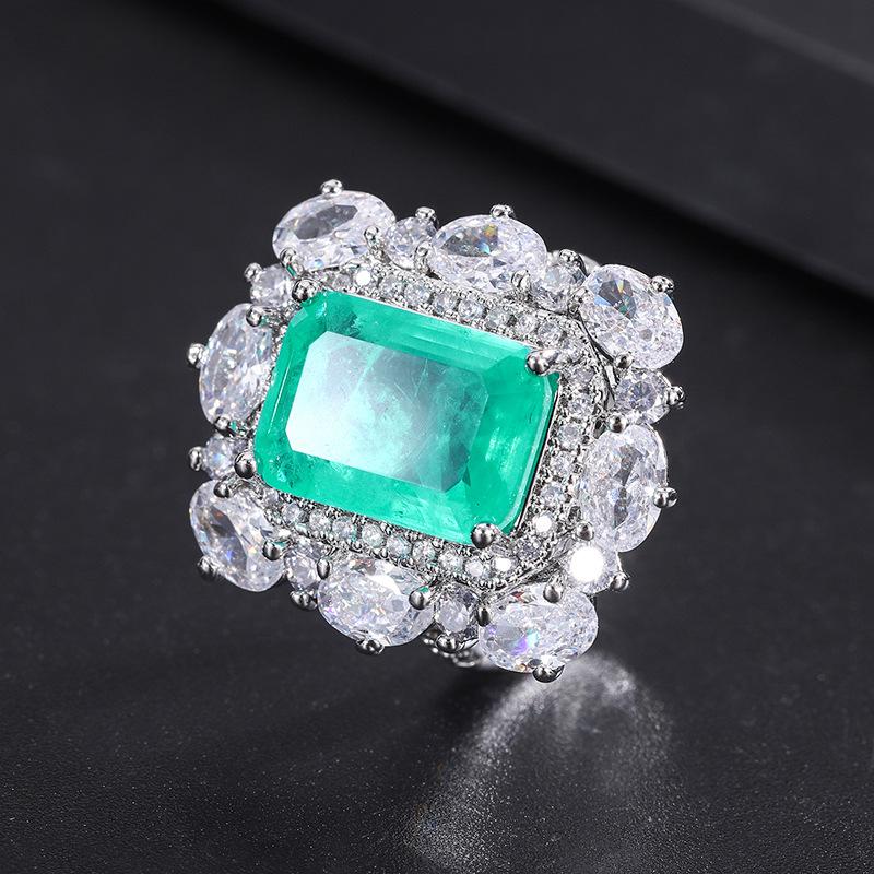 S111 Silver Needle European and American Popular Simulation Jewelry Accessories Set, Paraiba Three-piece Women's Set