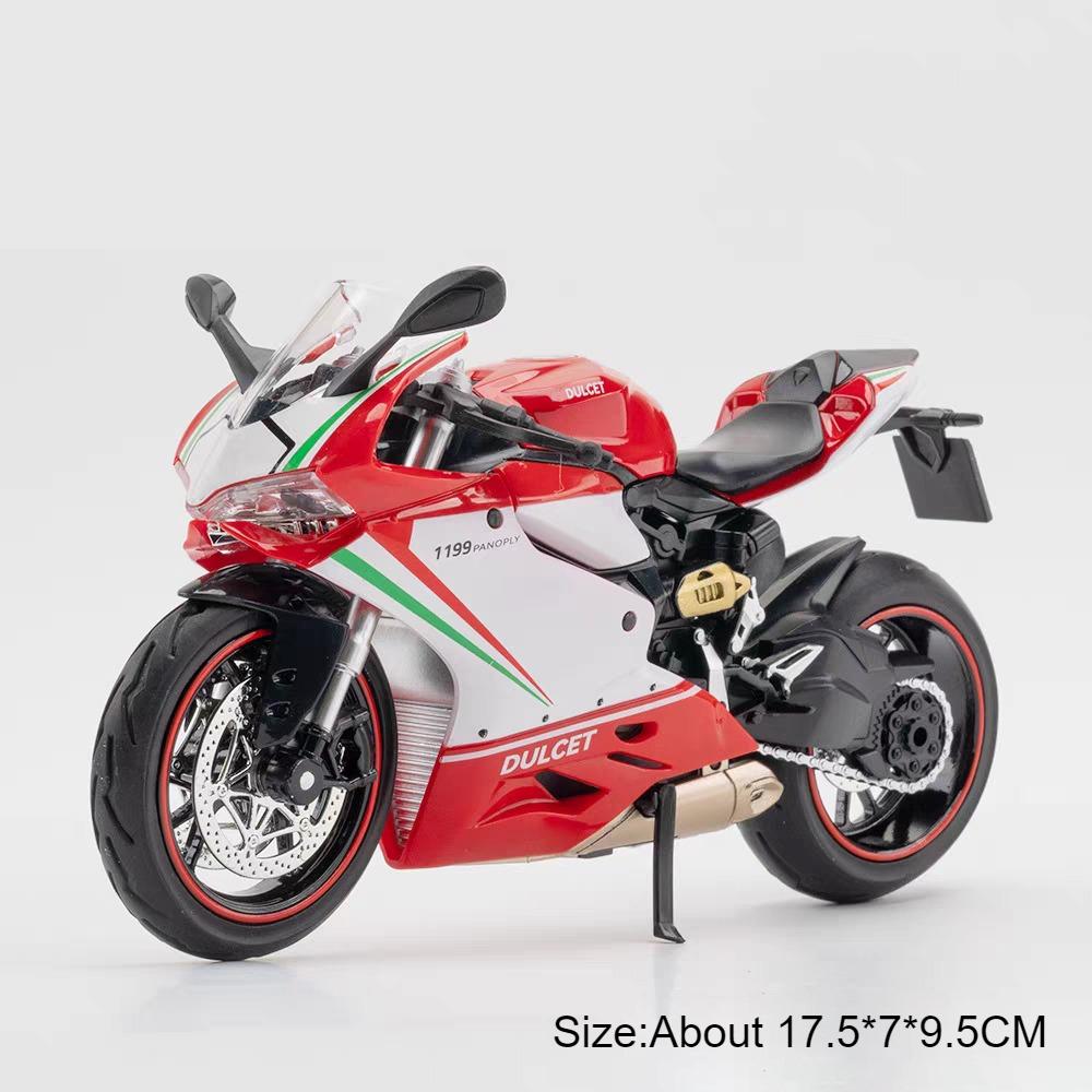 1:12 Scale 1199 HP4 Motorcycle Model Toy Car Metal Diecast Wheel Steering Shock Absorption Motorbike Models for Kids Gifts
