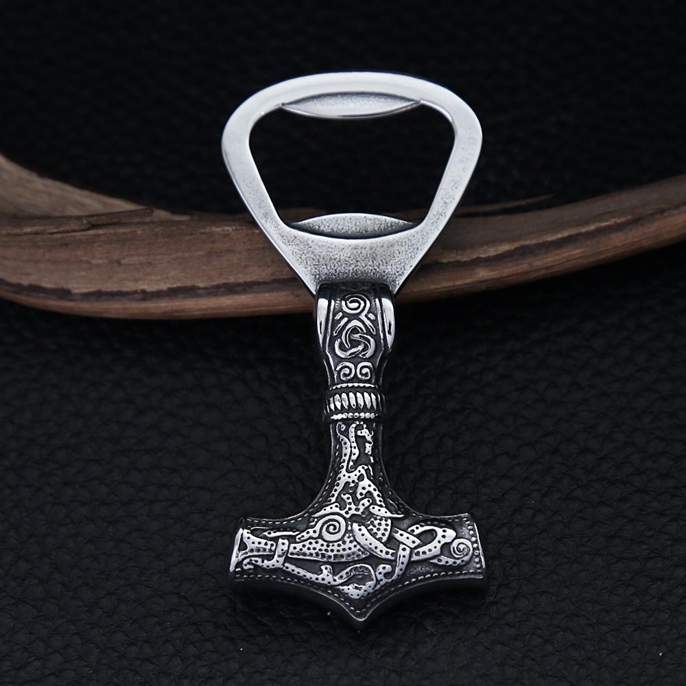 Vintage severský vikingský nerezový otvírák na láhve Thorovo kladivo Mjolnir skandinávský vývrtkový nástroj dárky dropshipping