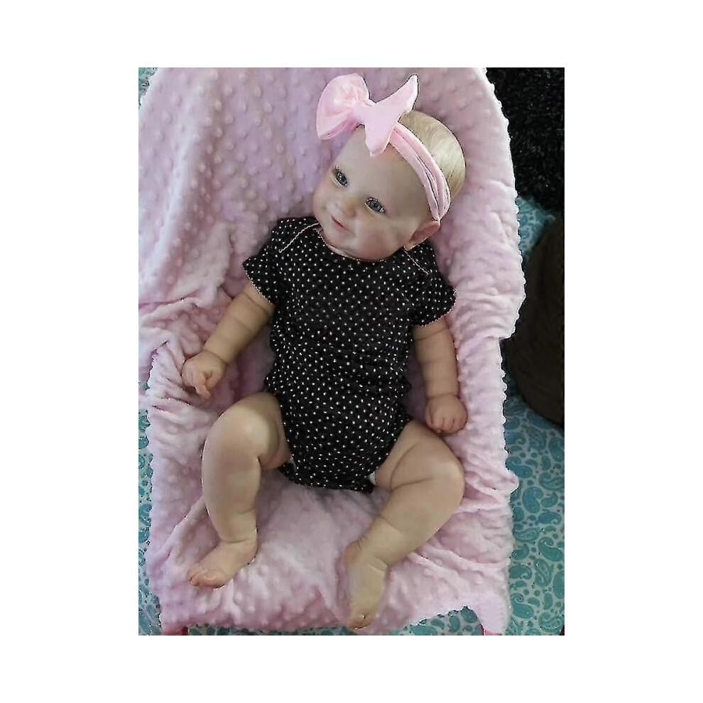 Rebirth Doll 50 Reborn Baby Doll Toddler Real Soft Touch Maddie with Hand-drawing Hair Handmade Doll Cute Gift