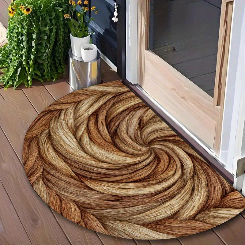 1Pcs Intricate Woven Semi Circle Welcome Doormat Non-Slip for Outdoor Patio Porch Kitchen Bathroom Entryway Floor Mat