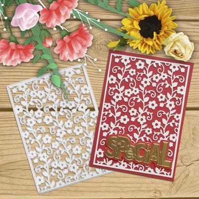 Troqueles de corte de Metal con marco de fondo de flores para hacer tarjetas, álbumes de recortes, manualidades de papel, troquelado