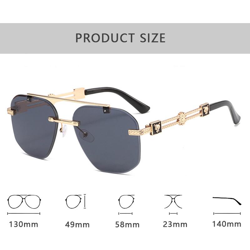 New Luxury Designer Sunglasses Men Women Leopard Rimless Vintage Trendy Shades for Outdoor Travel