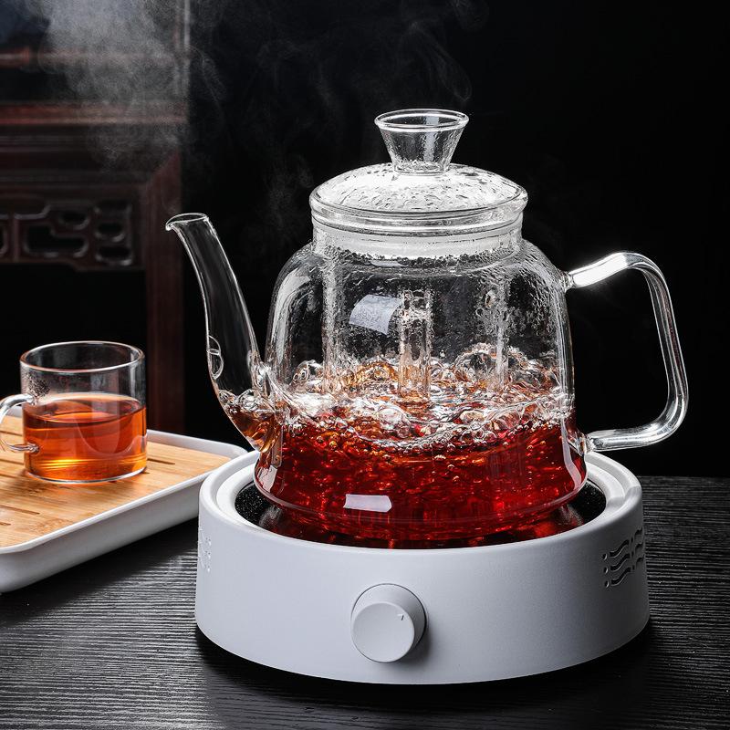 Glass Steaming Teapot Tea Maker Thickened Household Boiling Water Health Pot Electric Ceramic Stove Heating Black Thickened Durable