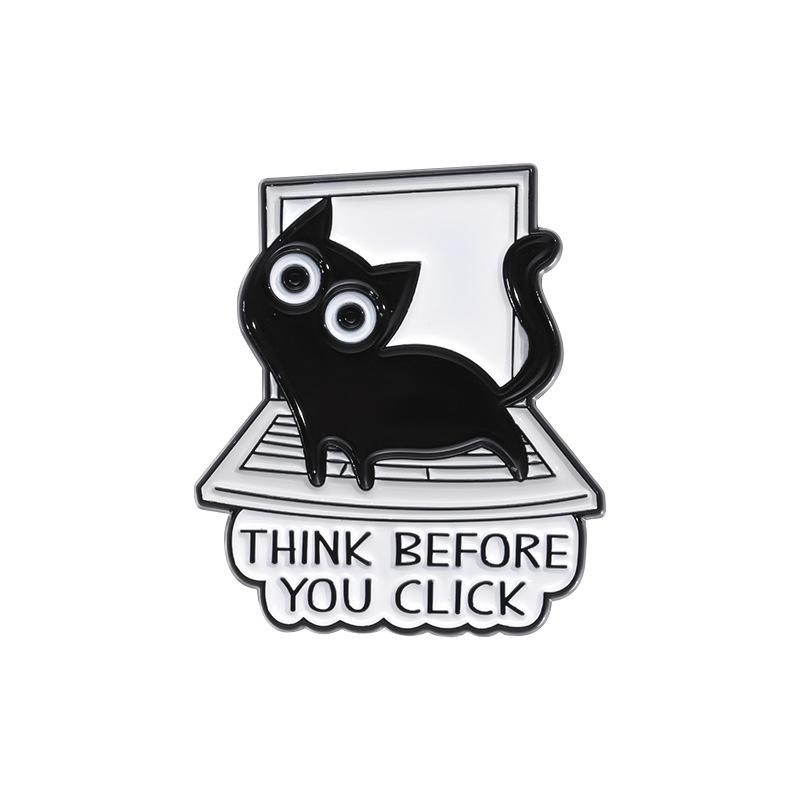 

Fun Black Cat Cartoon Alloy Badge Cute Animal Brooch Eyecatching Finish Glossy QHXZ745