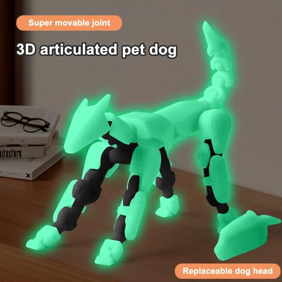 3D Printed Hound Action Figure Multi-jointed Movable Robot Dog Model Articulated Animal Figurine Desktop Decoration Kids Adults Gift