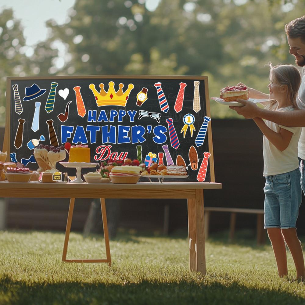 Day Father Theme Tie Hat Glasses Pattern Card Stickers Party Props Decoration