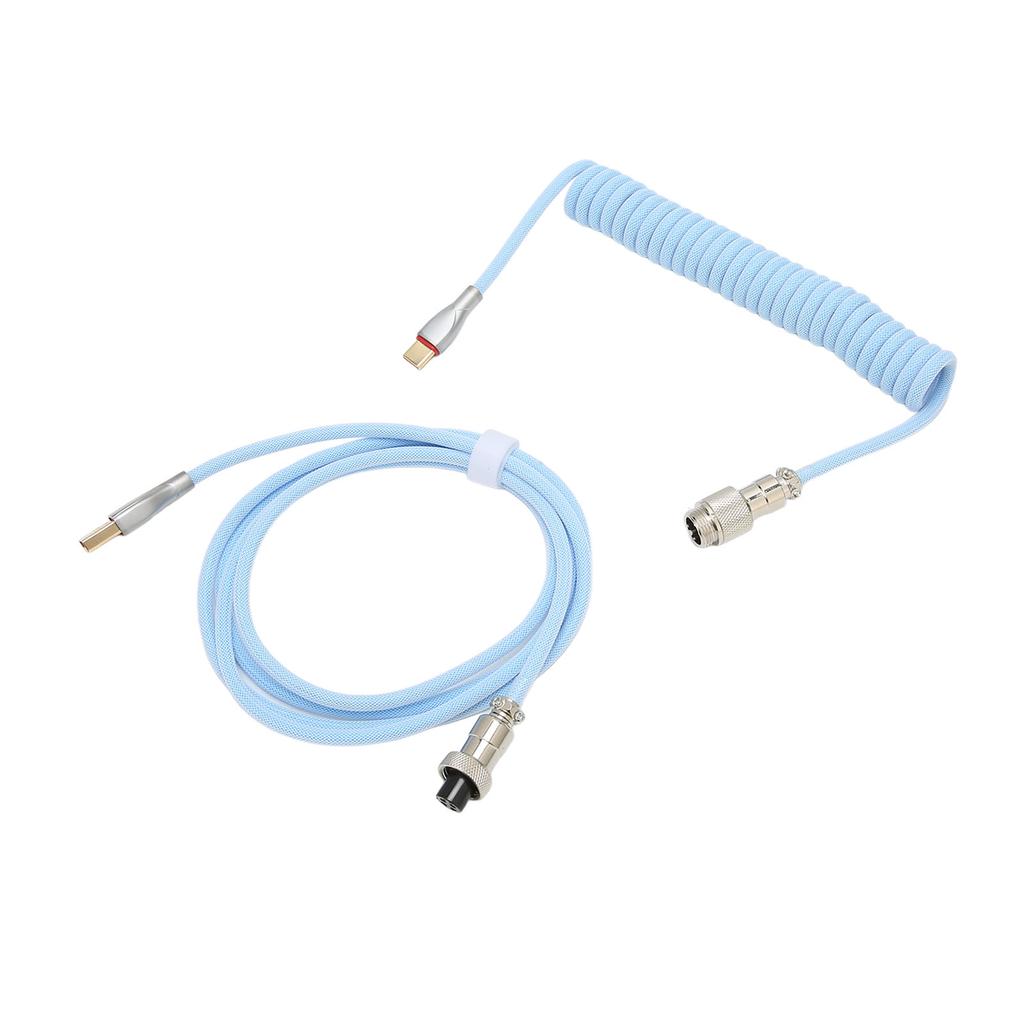 Mechanical Keyboard Cable Double Sleeve Custom Coiled with Detachable Metal Aviation USB C to USB A Keyboard Aviation