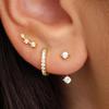 6 Pcs Gold Plated Stainless Steel Flat Back Earrings Set Green Zirconia Cartilage Studs Elegant Jewelry