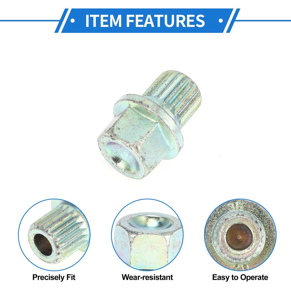 VekAuto BMW Compatible Wheel Lock Nuts, Durable 36/20PT Galvanized Alloy Steel Silver Tone Anti-Theft Screw Nut Removable Key Socket