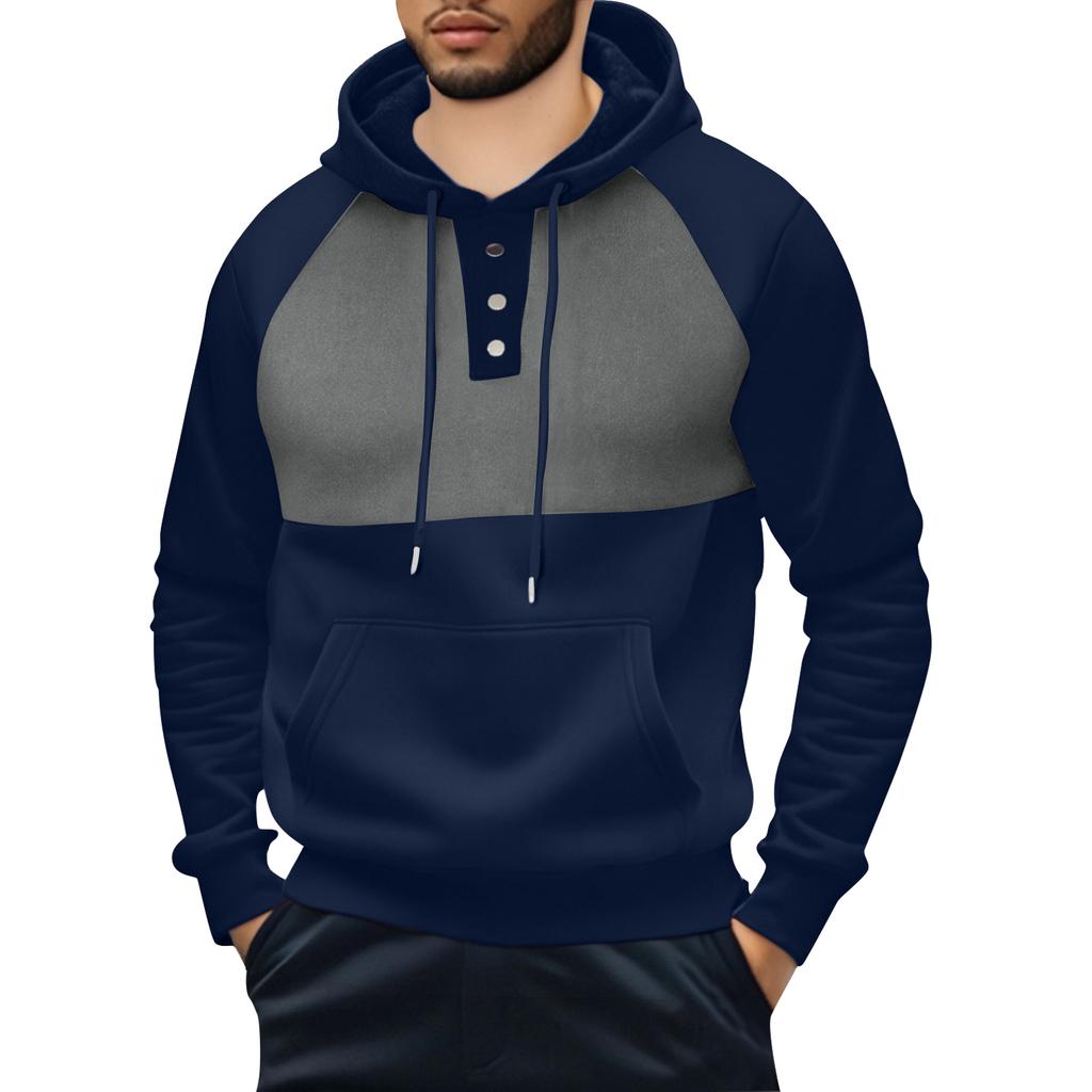 Men's Hooded Sweatshirt, Contrasting Color Sweatshirt, Sports Casual Jacket