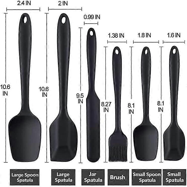 6pcs Silicone Spatulas Spoons Set by 3 LITTLE DESSERTS, Kitchen Utensils Including Rubber Spatula, Silicone Basting Pastry Brush, Spoon Set