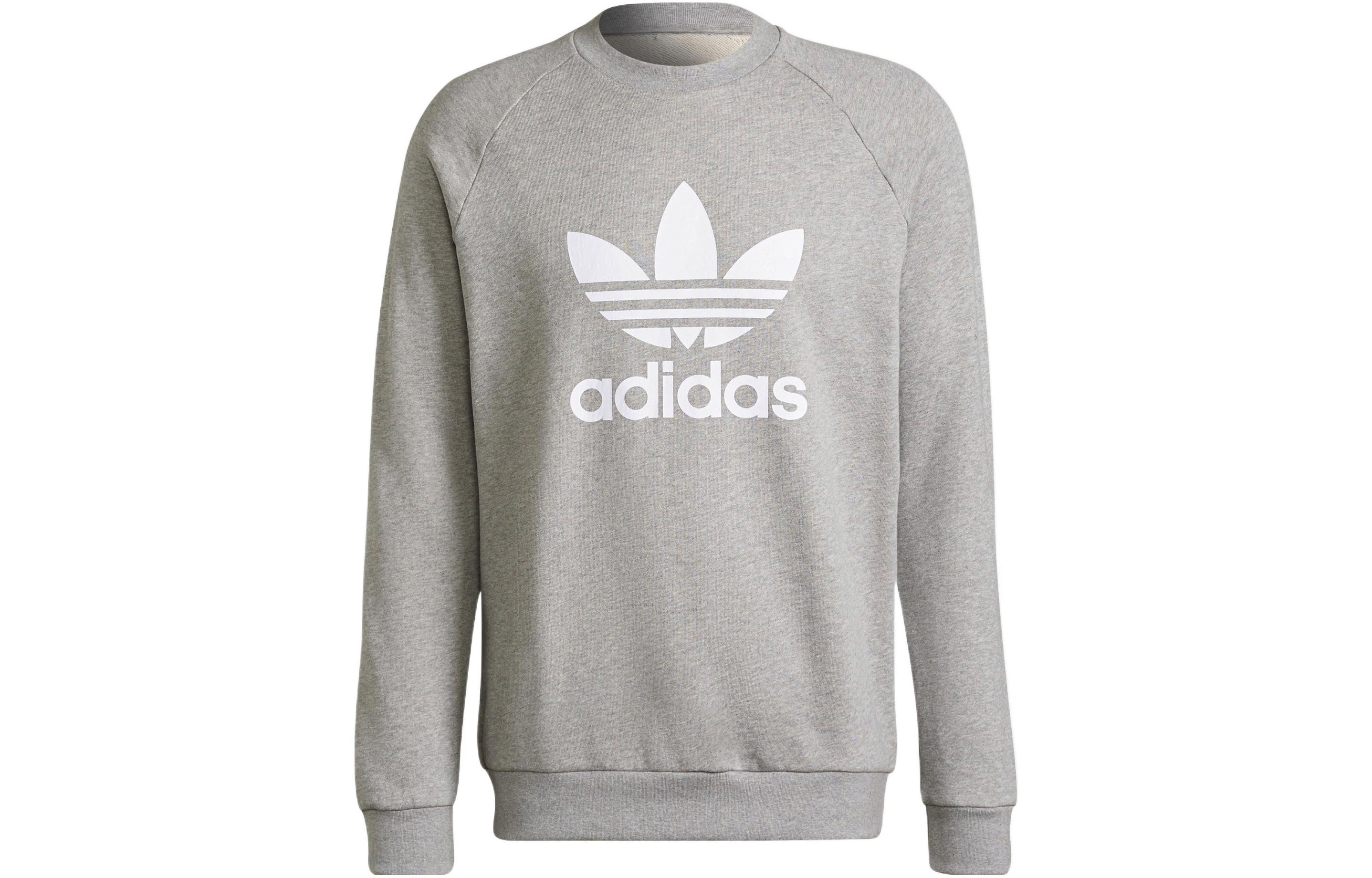 Adidas Sweatshirts Men s Gray Crew Neck Moderate Regular H06650 S