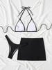 Triangle Tie Sexy High Waist Split Three-Piece Bikini Swimsuit for Women