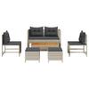 6 Piece Garden Sofa Set in Light Gray and Dark Gray Poly Rattan