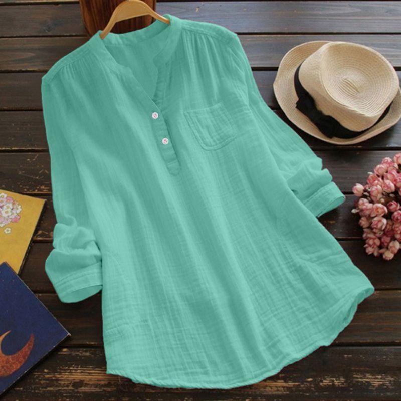 Solid-Color Loose Long-Sleeve Shirt Top Pure Color Loose Long Sleeve Shirt Top