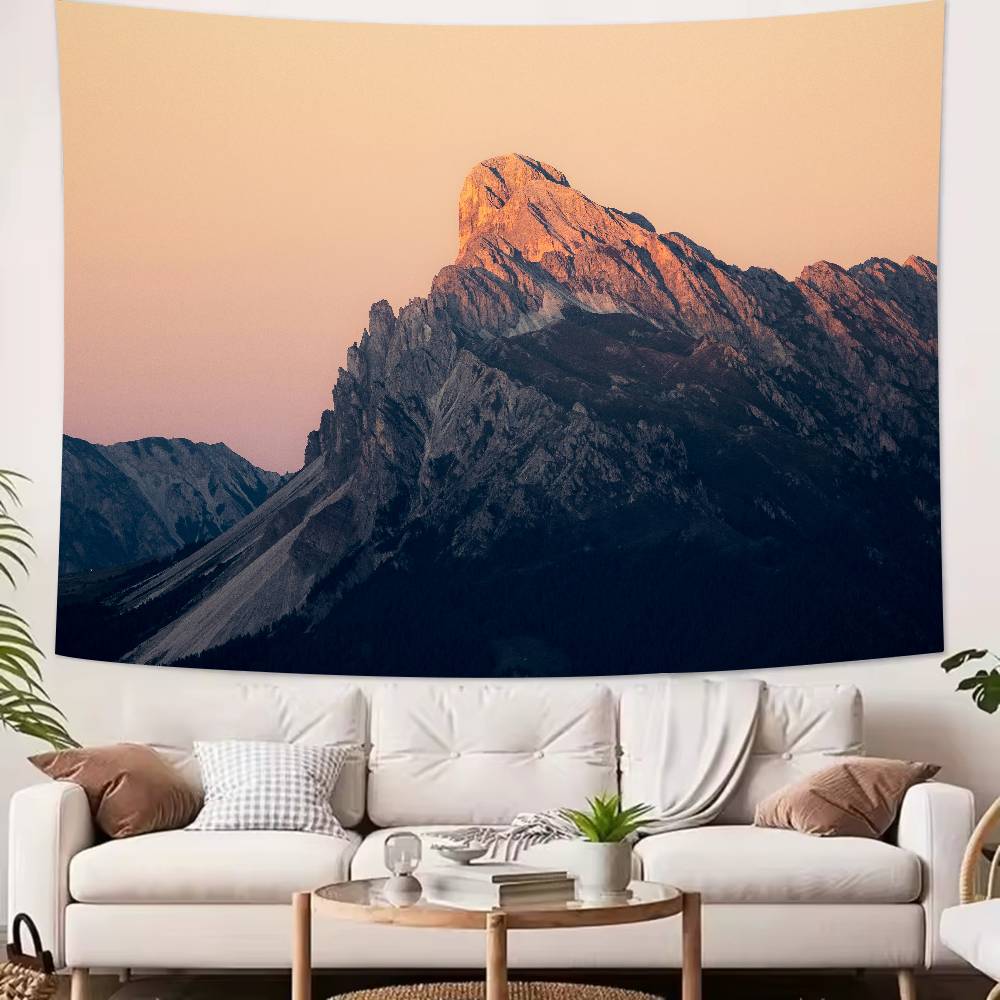 

Beautiful Snowcapped mountains at sunset Mountains Tapestry Decoration Bedroom Dormitory Background Cloth Room Club Tapestry 74x94cm(29x37in)