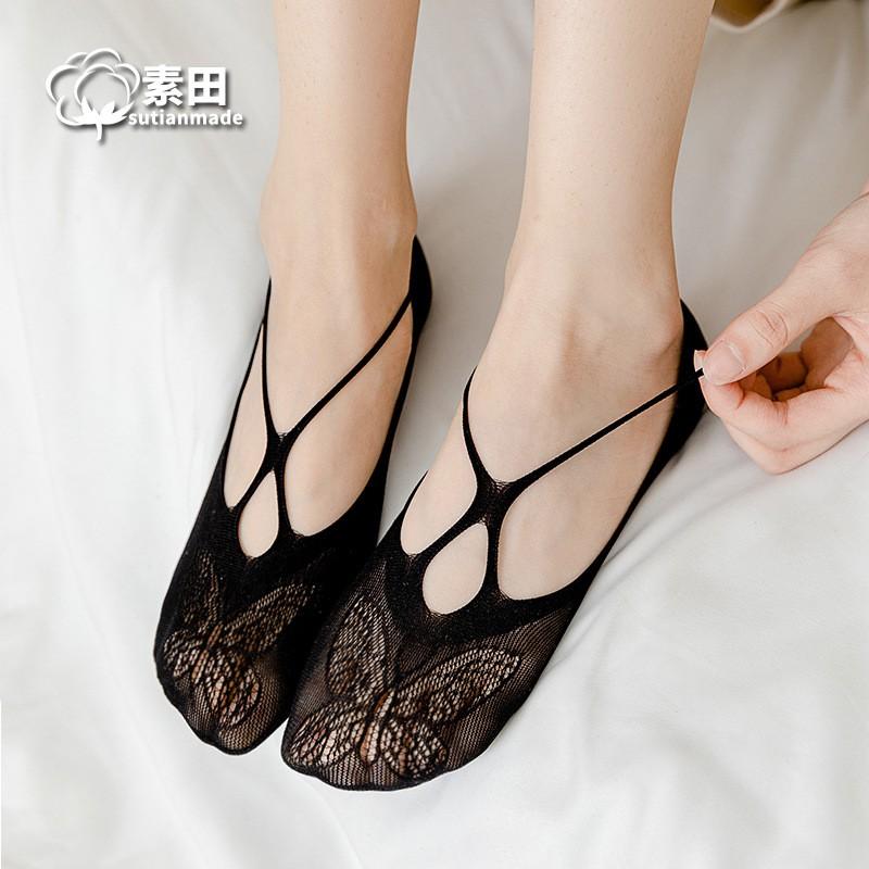 Womens No Show Socks With Bow Tie Thin Cotton Low Cut Casual Ins Style