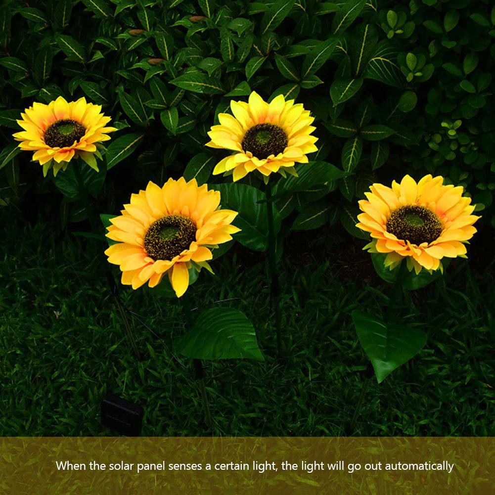 LED Sunflower Lawn Decorative Lights Waterproof Solar Decorative Pathway Landscape Lights  Automatic Switch for Courtyard