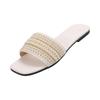 Large size flat slippers for casual wear, colored pearl one-piece women's slippers