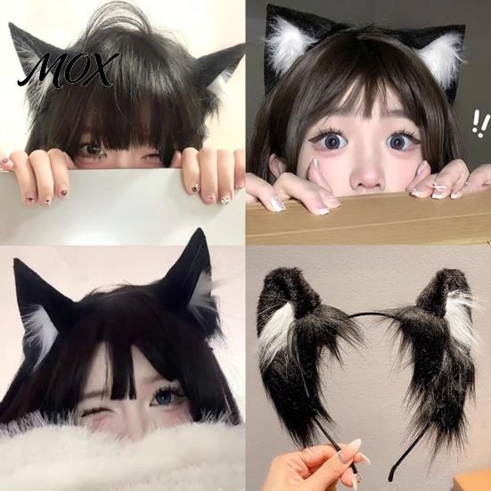 Carnival Masquerade Props Cat Ears Headband, Soft Fuzzy Headband for Men Women, Furry Hairhoop Faux Fur Animal Headwear Cosplay Costume Halloween