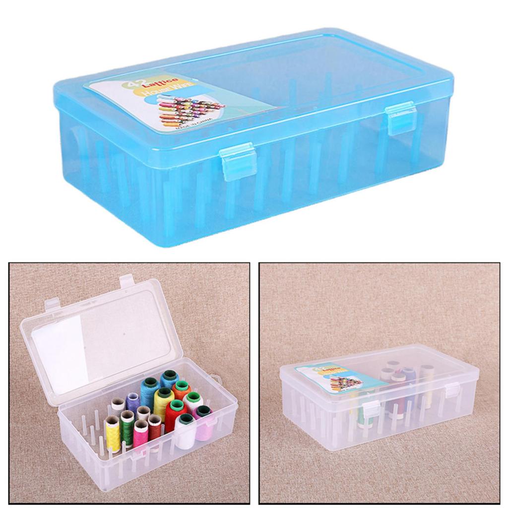 Solid Empty Sewing Thread Storage Box Sew Craft Organiser Case Holder Dustproof 42 Pillars Embroidery Spools Organizer