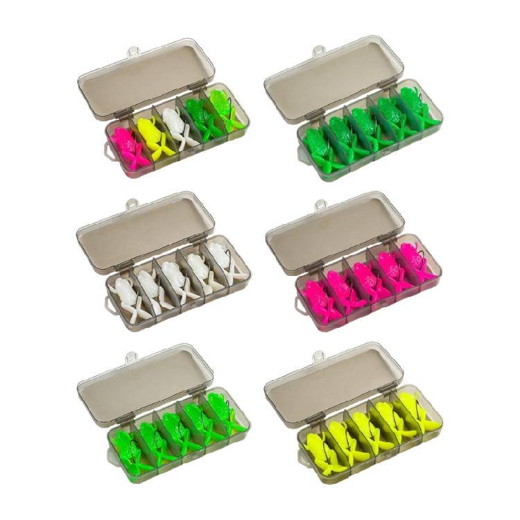 5pcs Frogs Crankbait Lures 3.7cm/4.7cm Topwater Frogs Lures Soft Frogs Baits Swimbait Artificial Fishing Lures with Hook