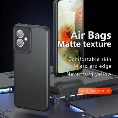For Motorola Moto G55 5G Case Skin-Touch TPU+PC Matte Phone Shell,Transparent Black
