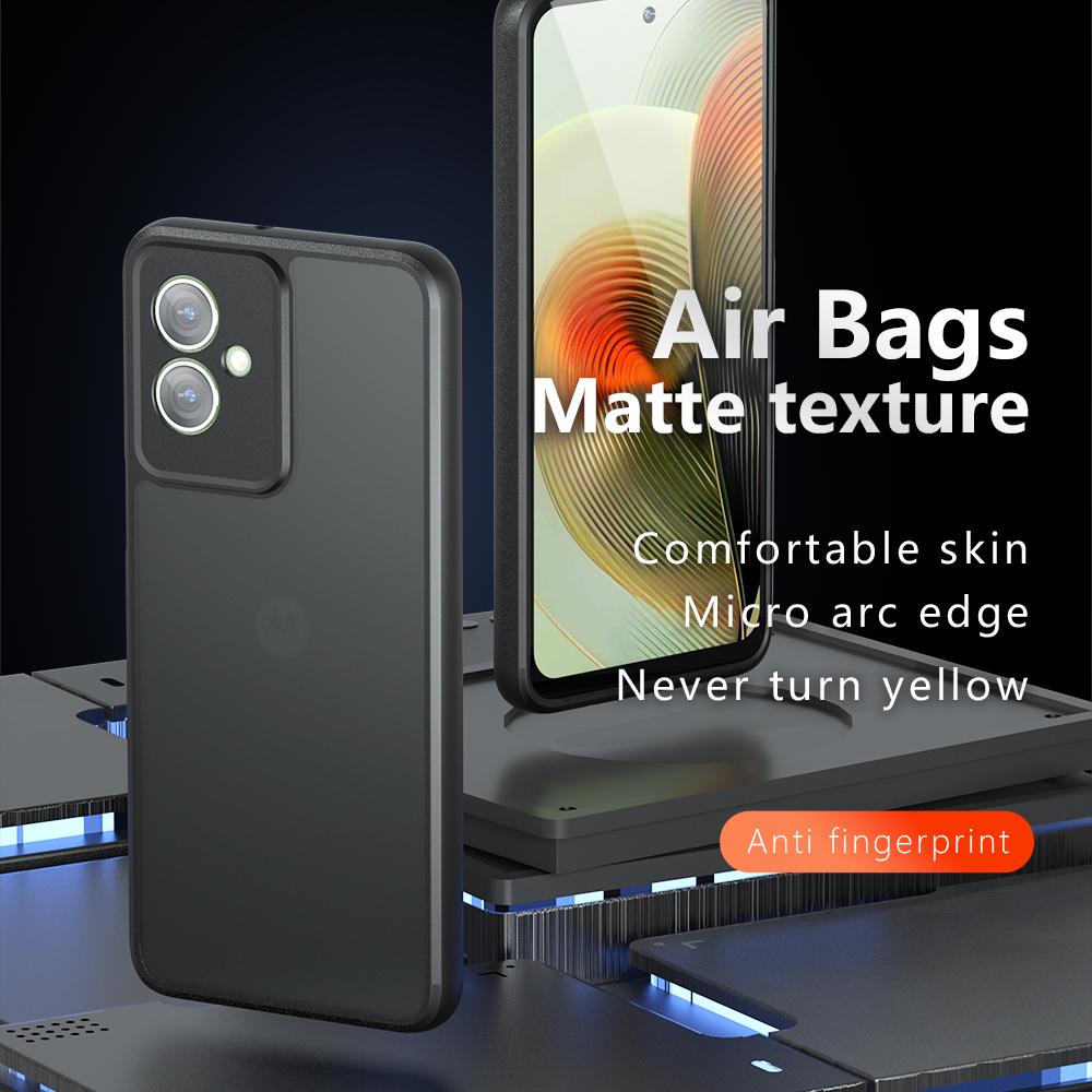 

For Motorola Moto G55 5G Case Skin-Touch TPU+PC Matte Phone Shell,Transparent Black A