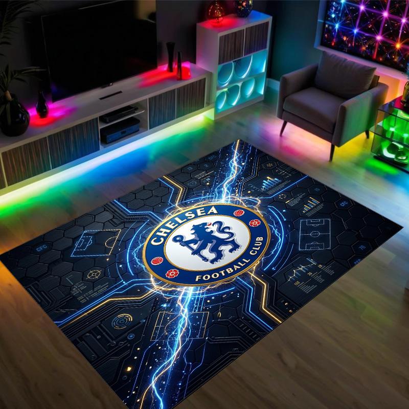 Tappeto in Velluto di Cristallo Design Chelsea FC Accogliente Non?Tappeto Stampato Antiscivolo per Camera da Letto Soggiorno Ingresso
