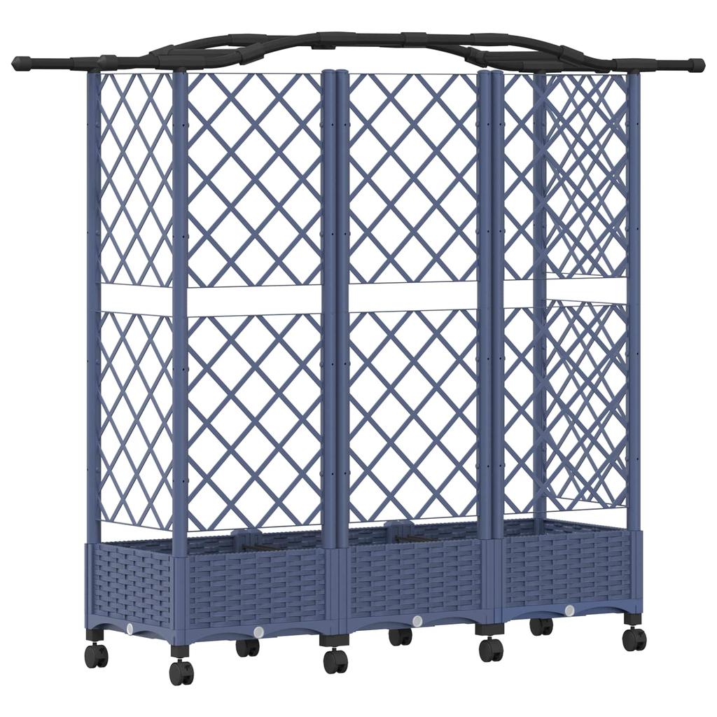 Raised Garden Bed with Trellis and Roof Gray 163 x 40 x 129 cm PP