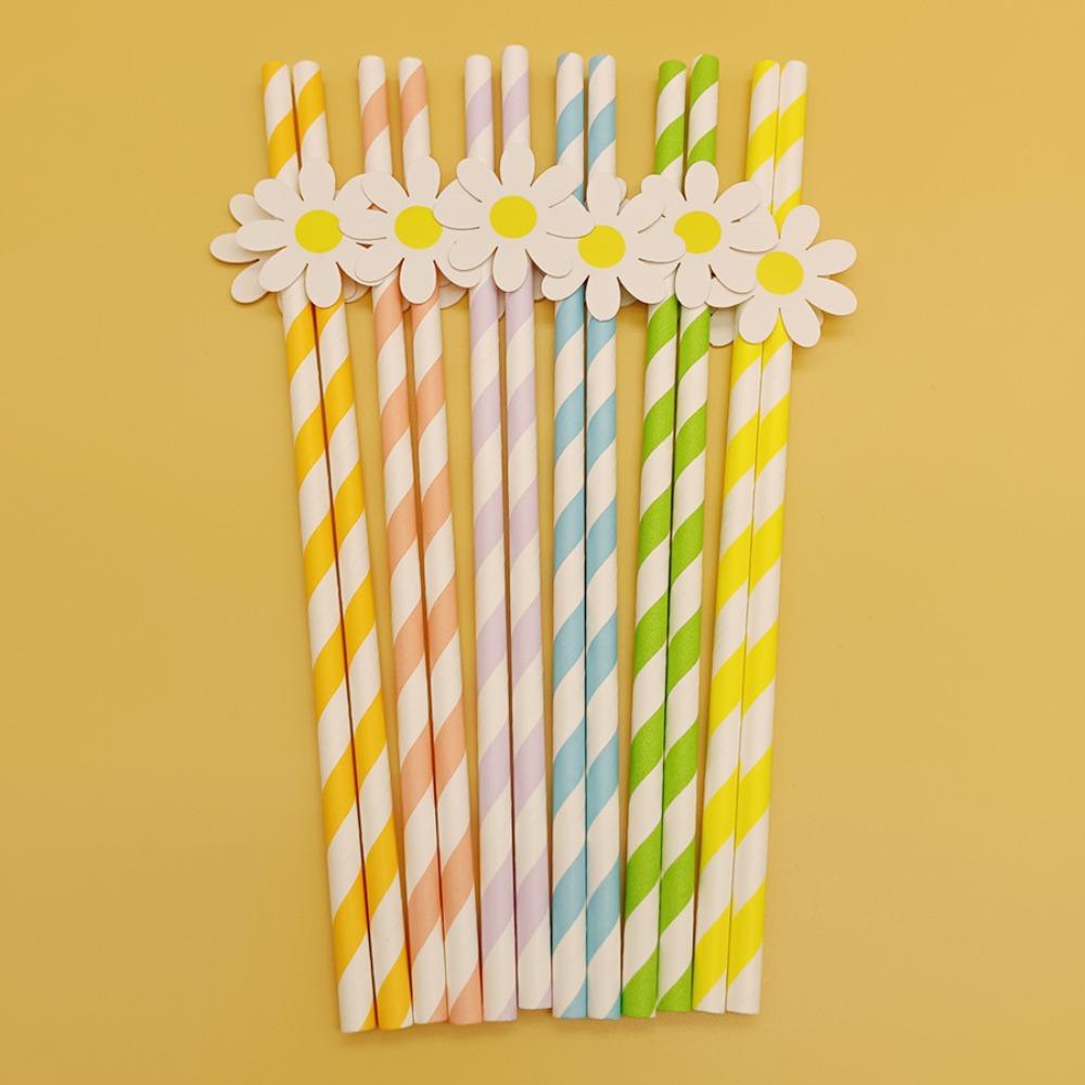 20pcs Degradable Daisy Straws Eco Friendly Drinking Straw Disposable Straws Baby Shower