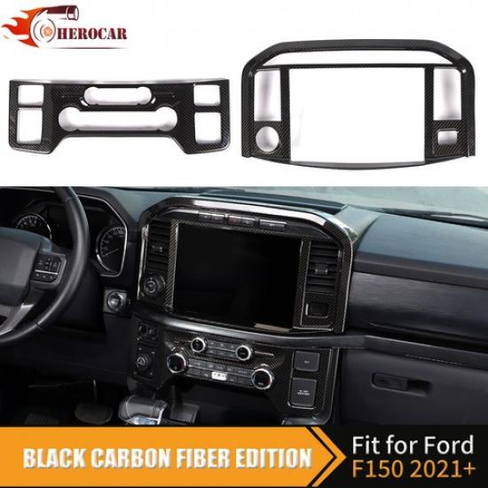 Carbon Fiber Central Control Panel Cover AC+Navigation Tirm for Ford F150 +