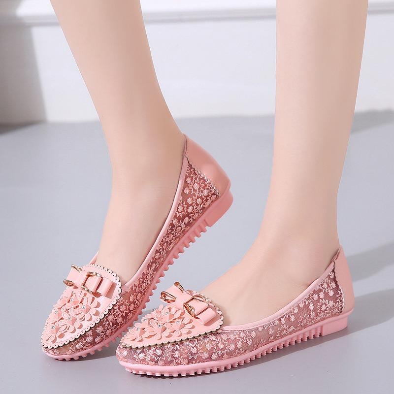 Summer Breathable Solid Color Vulcanized Shoes Floral Embroidery Bowknot Loafers Women Non-slip Flower Sneakers Chaussure Femmes