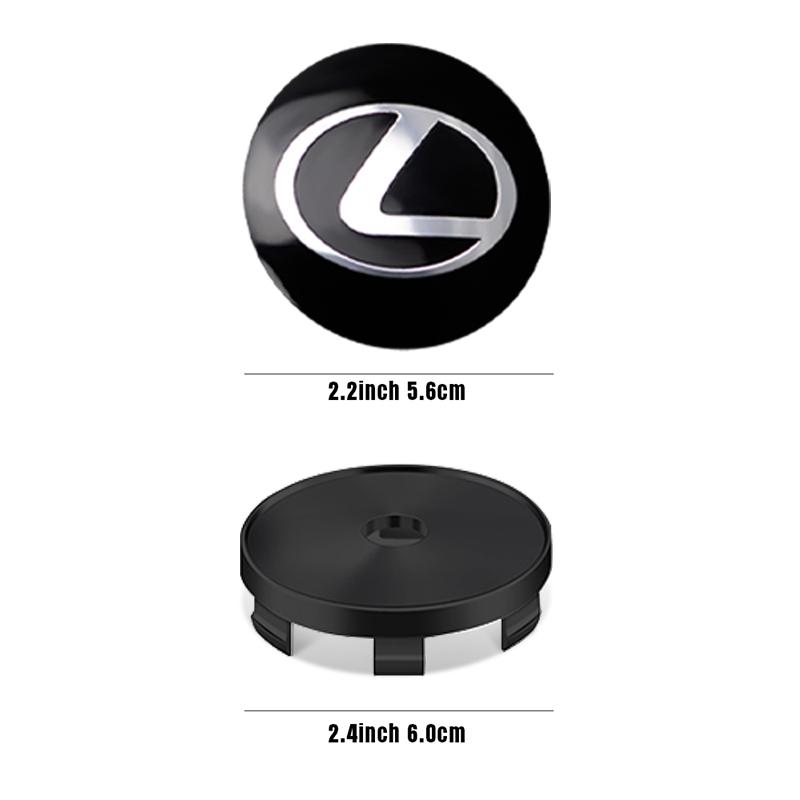 BJYL6 Interior Stickers 56/60MM 4Pcs Car Wheel Center Hub Caps Logo Cover Emblem Stickers For Lexus GC UX NX LX RX GX CT200h F Sport E