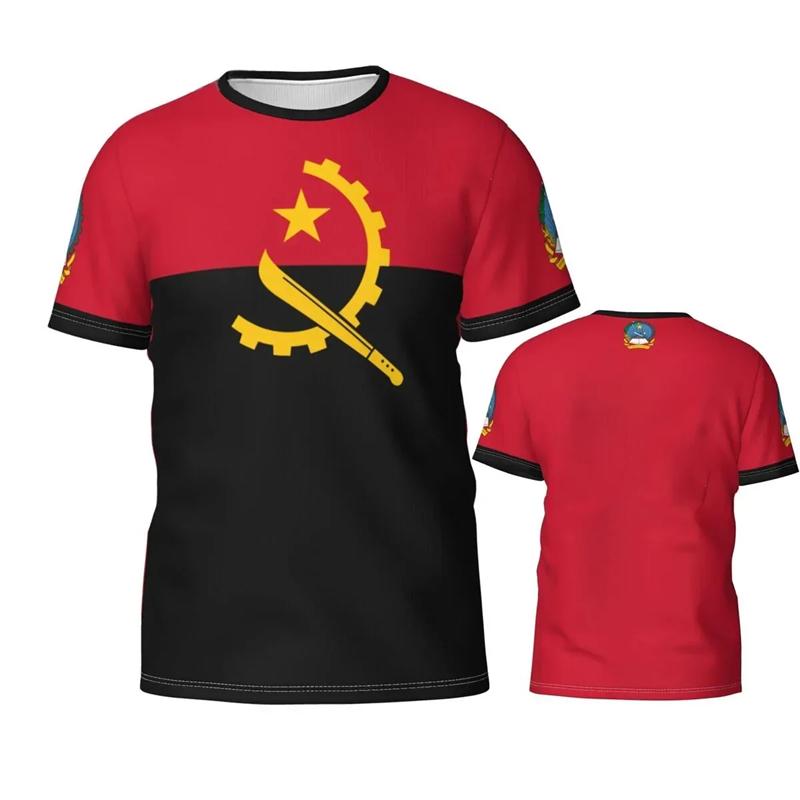 Angola Flag Summer Men's T-Shirt Angolan National 3D Print T-Shirt O-Neck Oversized Tops Sports Fitness Short-sleeved Tee Shirts