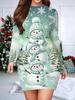 2025 Autumn and Winter New Women's Hip-wrapped Dress,3D Snowman Printing and Dyeing Women's Fashion Long-sleeved Round Neck Sexy Hip-wrapped Dress