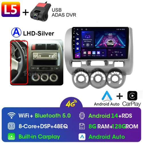 2 Din Android 14 Car Radio For Honda Fit Jazz City 2002-2007 Multimedia Video Player Navigation GPS 4G Carplay Auto Stereo RDS