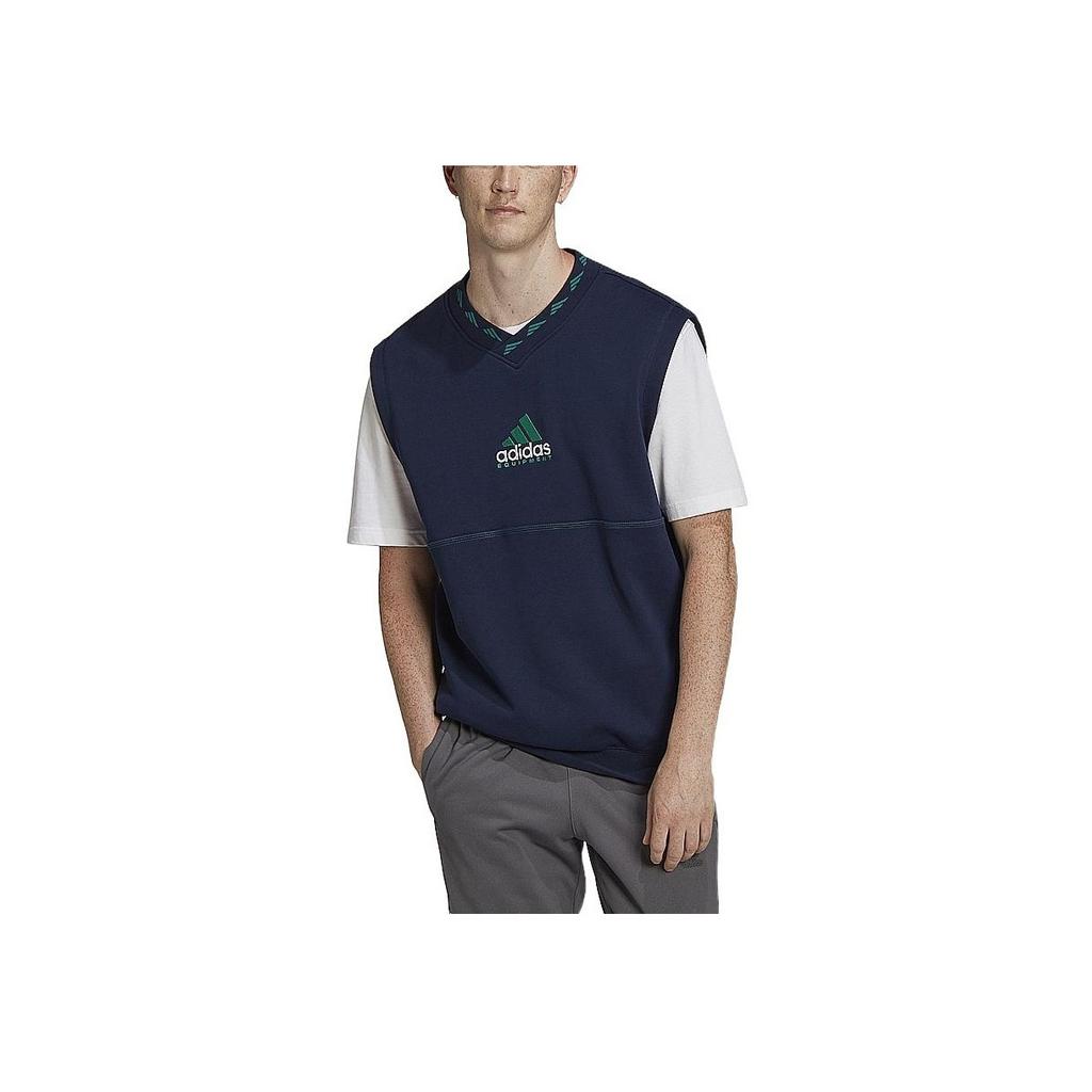 Adidas Solid Color V-Neck Sleeveless Vest Men Tops Blue HG8092